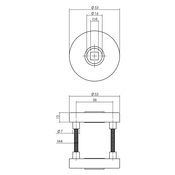 Intersteel Türdrücker Jura auf runde massive Rosette ø53x10 mm Edelstahl schwarz Hintertürbeschlag