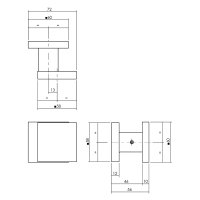 Intersteel Haustürknopf eckig 58x58 mm einseitige...