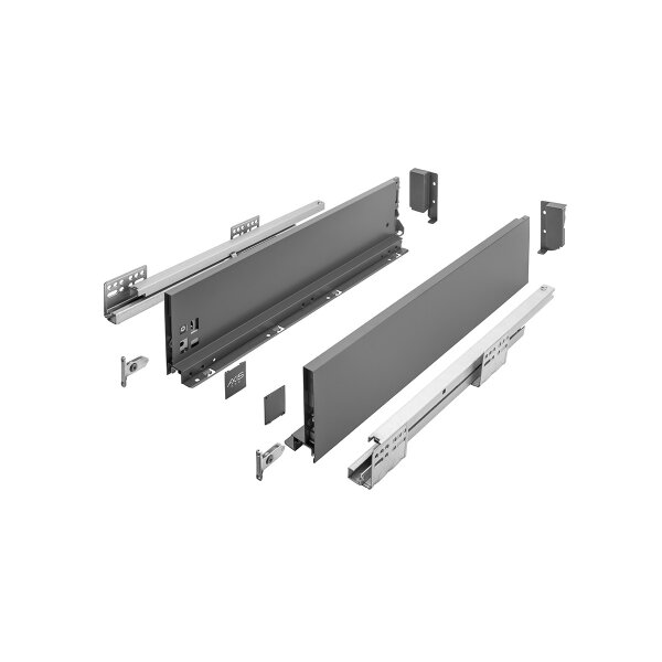 Schubkastensystem 550mm - 120mm mit SoftClose Funktion 40 kg Traglast Anthrazit Schubladensystem