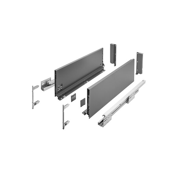 Schubkastensystem 550mm - 168mm mit SoftClose Funktion 40 kg Traglast Anthrazit Schubladensystem