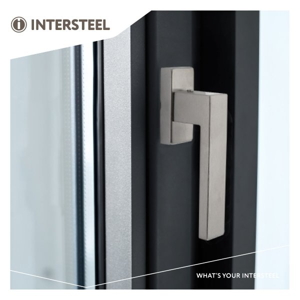 Intersteel Fenstergriff Amsterdam auf rechteckiger Rosette Edelstahl gebürstet