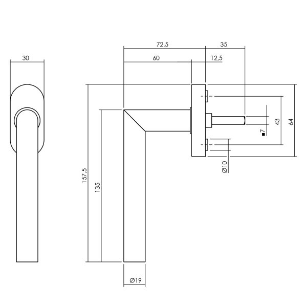 Intersteel Fenstergriff Jura auf ovaler Rosette Edelstahl schwarz