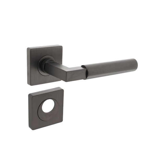 Intersteel Türdrücker Bau-Stil auf Rosette 55x55x10 mm mit RZ Rosetten anthrazitgrau