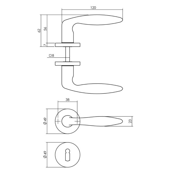 Intersteel Türdrücker Sigaar auf Rosette ø49x7 mm mit BB-Rosetten Messing lackiert
