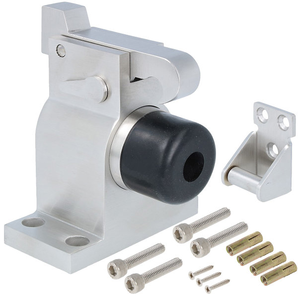 Echt Edelstahl Türstopper Türfeststeller mit Haken Türpuffer Türhalter massiv Bodentürstopper