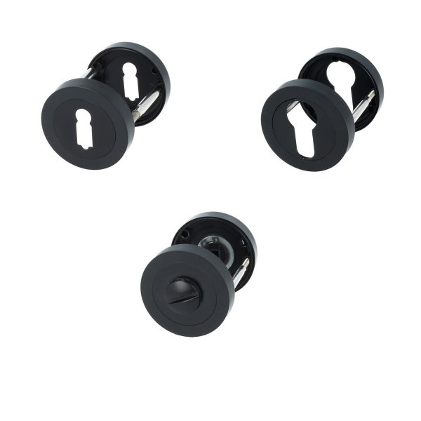 Schwarz matte Überschraubrosetten Rosettenpaar BB-PZ-WC Türrosetten Mod. DG.210