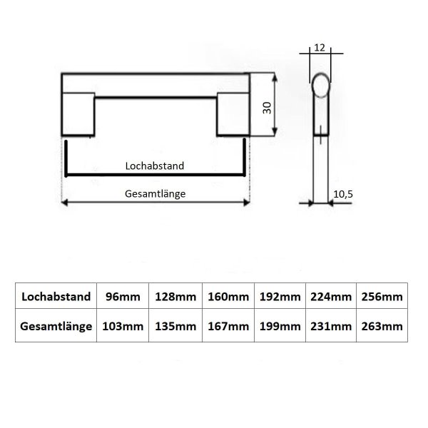 Edelstahl-Optik Möbelbeschlag Möbelgriff R18 eleganter Küchengriff Schubladengriff