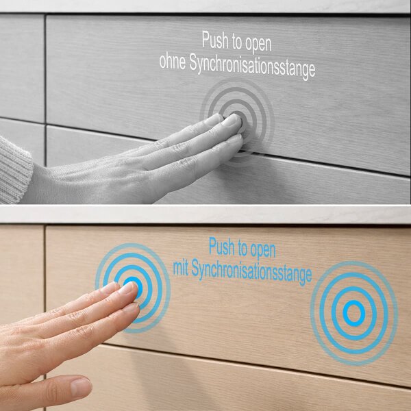 Push to Open Schubkastenzubehör 1 Meter Synchronisationsstange gleichmäßiges Öffnen