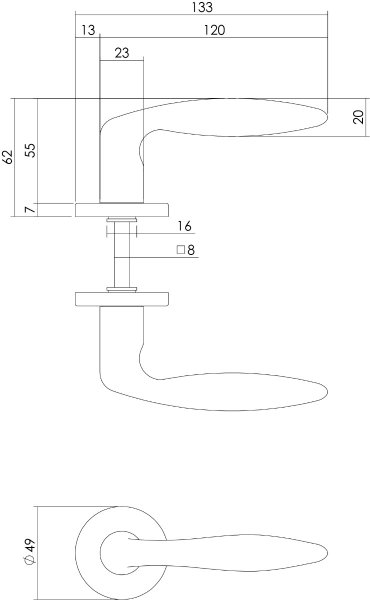 Intersteel Türdrücker Sigaar auf Rosette ø49x7 mm Chrom