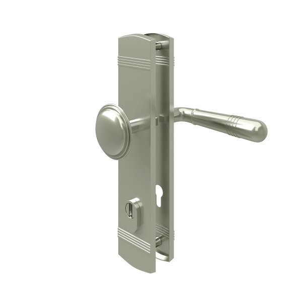 Zylinderschutz Sicherheitsbeschlag Türbeschlag Nickel matt Wechselgarnitur Türdrücker Knopf / Drücker DIN 10/92