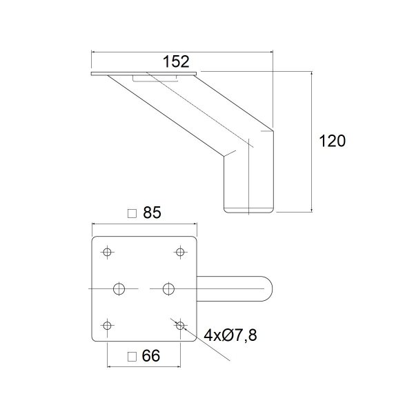Formschöner Edler Möbelfuß schwarz matte Optik 120mm Hoch Stahlfuß 152mm Breit Couchfuß Sockelfuß