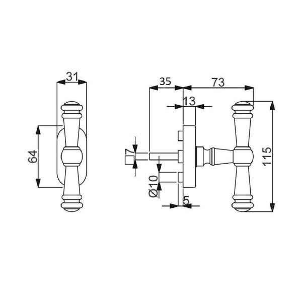 Eleganter Schwarz matter Fenstergriff Fensterbeschlag Kreuz-Rasterolive Metallunterkonstruktion
