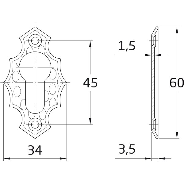 Schlüsselschild Türrosette Möbelrosette schmiedeeisernes Design Stahl Abdeckrosette Profilzylinder