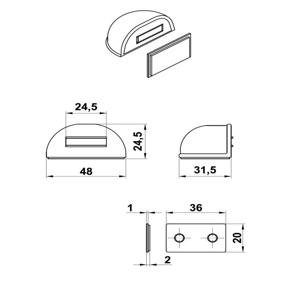 Türfeststeller Bodenmagnet Weiß oder Braun Magnet Türmagnet Bodentürstopper Türstopper