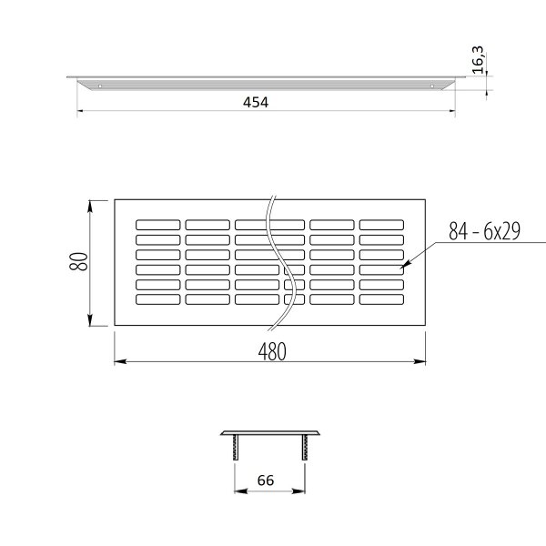 Aluminium Lüftungsgitter 480x80mm gerade Lochung Stegblech div. Farben Lüftungsblech Schwarz eloxiert