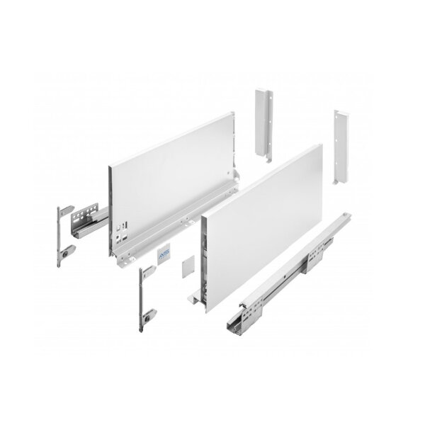 Stahl Schubladen-Set Weiß Schubkastensystem Soft Close Unterflurführungen Vollauszug 250mm 200mm