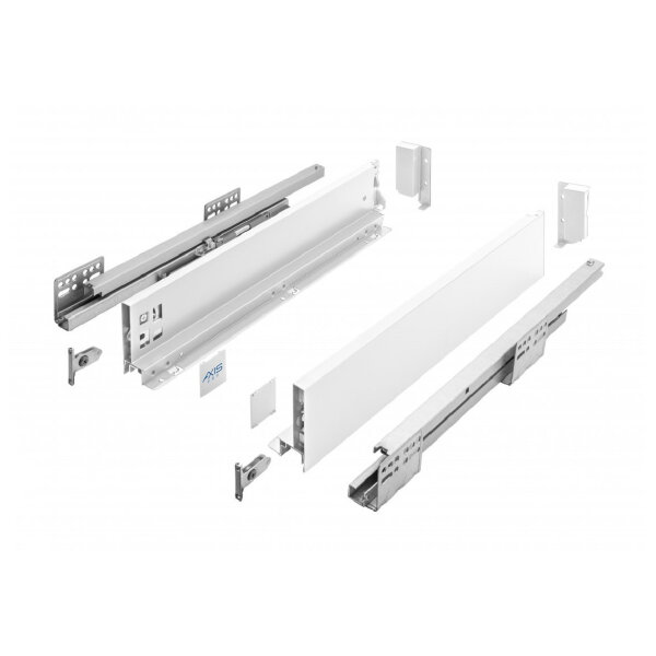 Stahl Schubladen-Set Weiß Schubkastensystem Soft Close Unterflurführungen Vollauszug 550mm 86mm