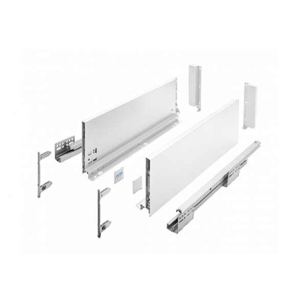 Stahl Schubladen-Set Weiß Schubkastensystem Soft Close Unterflurführungen Vollauszug 550mm 168mm