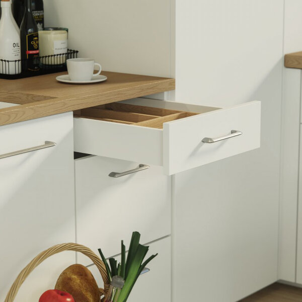 Stahl Schubladen-Set Weiß Schubkastensystem Soft Close Unterflurführungen Vollauszug 550mm 168mm