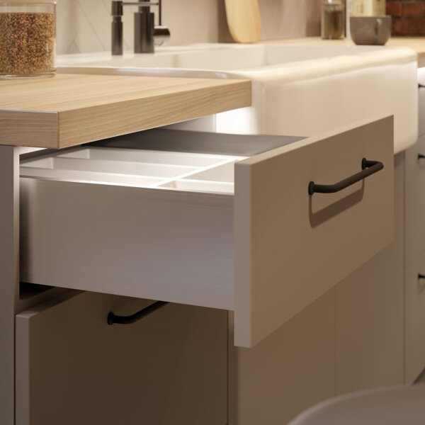Stahl Schubladen-Set Weiß Schubkastensystem Soft Close Unterflurführungen Vollauszug 550mm 168mm