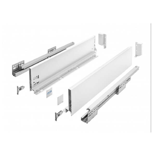 Stahl Schubladen-Set Weiß Schubkastensystem Soft Close Unterflurführungen Vollauszug 600mm 120mm