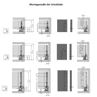 Glaszargen Schubladensystem Schubladen-Set Anthrazit Soft Close Schubladenauszug Vollauszug 300mm 120mm