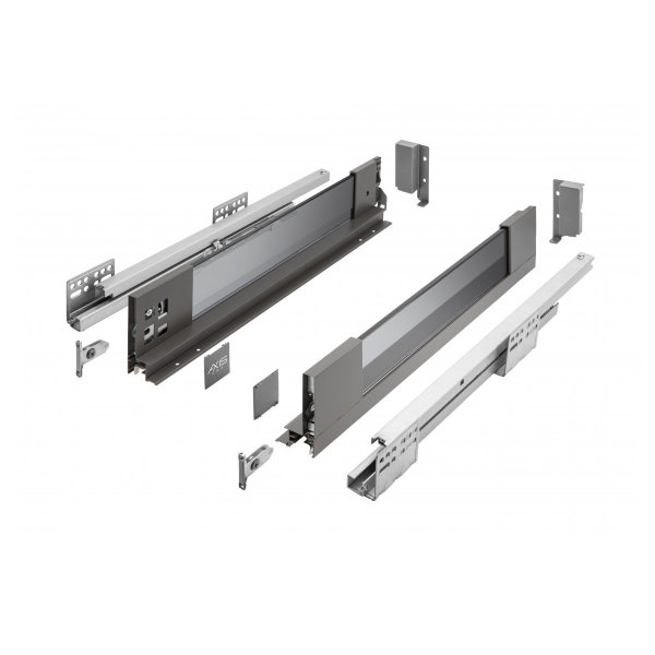 Glaszargen Schubladensystem Schubladen-Set Anthrazit Soft Close Schubladenauszug Vollauszug 550mm 168mm