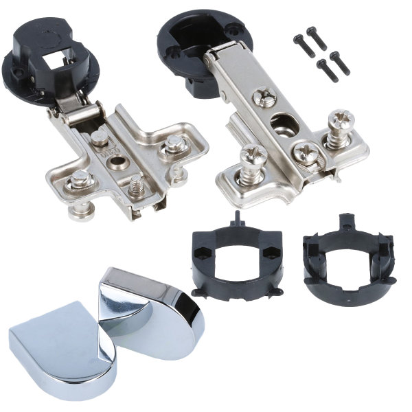 Vitrinenscharnier Ø 26mm Glastürscharnier Topfband Set Chrom glänzend Schrankscharnier