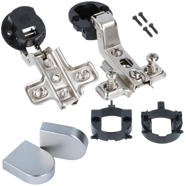 1 Set Schrankscharnier 95° Glastür-Topfband Chrom matt Ø 26mm Topfscharnier verzinkt Innenanschlag Oval
