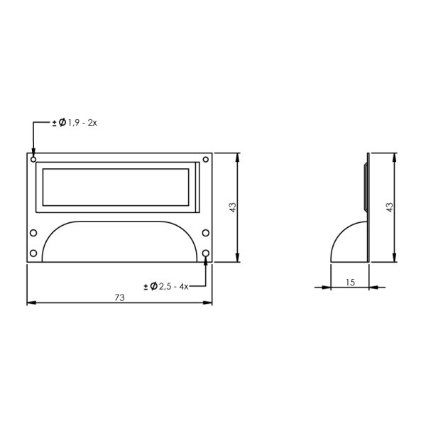 Intersteel Griff mit Etikettenrahmen 73 mm Nickel