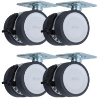 4x Zweifach-Lenkrolle Ø 50mm Möbelrolle...