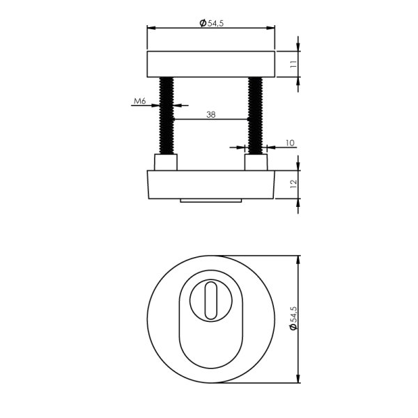Intersteel Schutzrosetten SKG*** Profilzylinder ø55 mm mit Kernziehschutz Chrom
