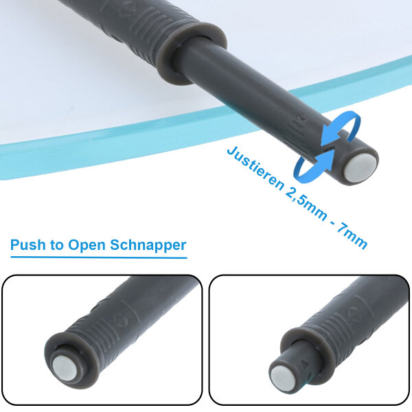Push to Open Türanschlagsdämpfer Druckschnäpper Möbeltürschnäpper Anthrazit lang Magnetspitze