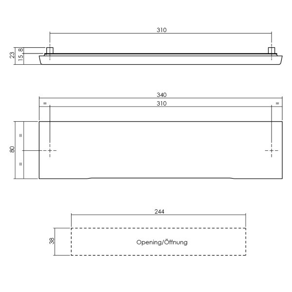 Intersteel Briefeinwurf rechteckig 340x80 mm Edelstahl gebürstet