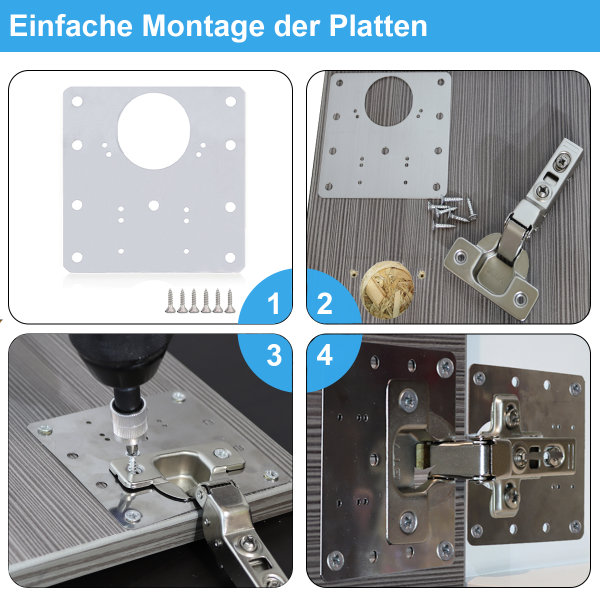 Scharnier Reparaturplatte Möbelverbinder Topfbandplatte Schrank Reparaturblech Edelstahl