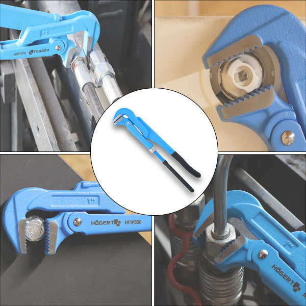 Högert Universalzange 90° abgewinkelt 560mm 2" Rohrzange Eckrohrzange Profi-Zange verstellbar