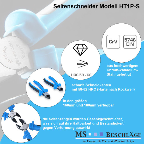 Högert Seitenschneider Präzisionsschneider Drahtschneider Kabelschneider 2-Komponentengriff 160mm
