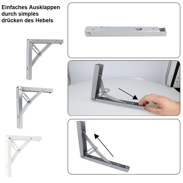 Regalhalter 3-stufig verstellbar 1 Paar Klappkonsolen Stahl Schwerlast Klappwinkel
