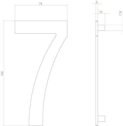 Intersteel Hausnummer 7 150mm PVD messingfarbig