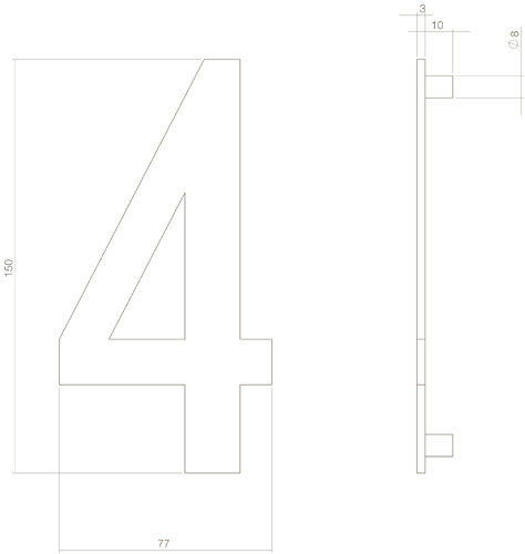 Intersteel Hausnummer 4 150mm PVD messingfarbig