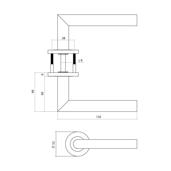 Intersteel Türdrücker Q 01 auf Rosette verdeckt ø52x6mm PVD anthrazit