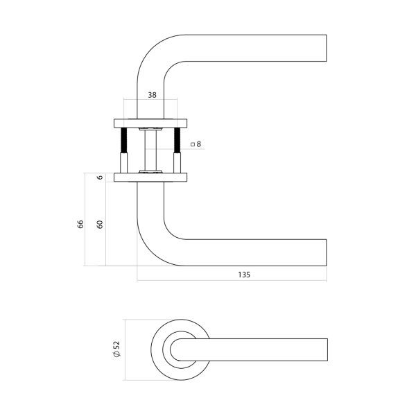Intersteel Türdrücker Q 02 auf Rosette verdeckt ø52x6mm PVD anthrazit