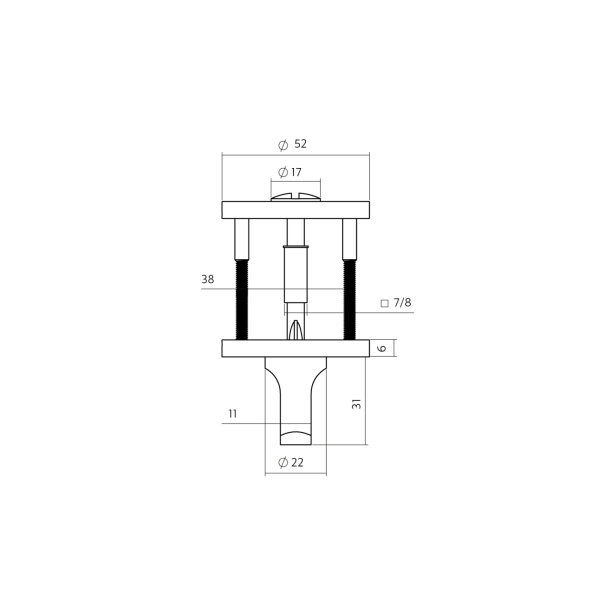 Intersteel Bad/WC Rosetten verdeckt ø52x6mm mit Stift 6-8mm PVD anthrazit