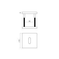 Intersteel Schlüsselrosetten verdeckt 53x53x6mm PVD...