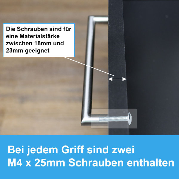 Schrankgriff Edelstahl matt gebürstet Ø 12mm runder Küchengriff rostfrei Design Griff 320mm