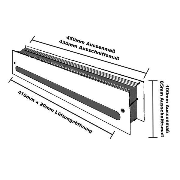 Schalldämmendes Lüftungsgitter aus Aluminium - Türlüftungsgitter beidseitig EN ISO 717-1