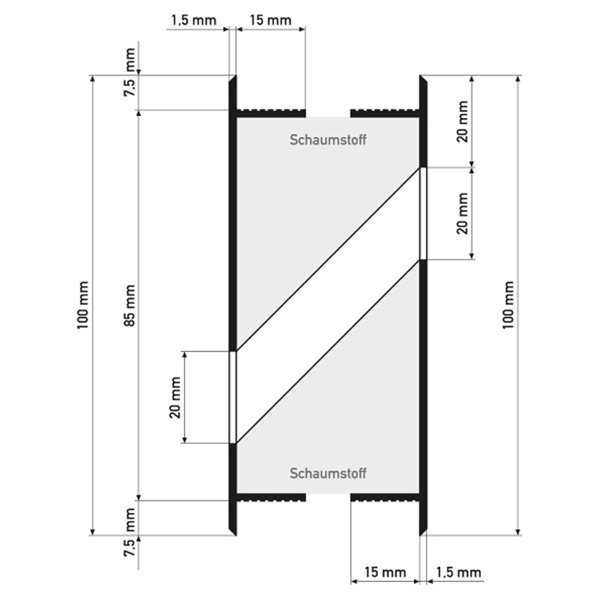 Schalldämmendes Lüftungsgitter aus Aluminium - Türlüftungsgitter beidseitig EN ISO 717-1