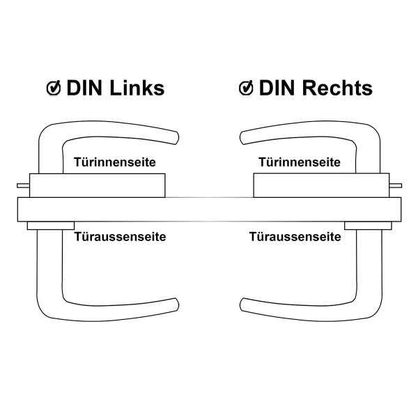 Universal Kastenschloss mit hebender Falle - Drückerpaar und Kurzschild schwarz - Gartenschloss