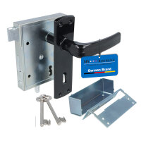 Kastenschloss mit schwarzem Drückerpaar und...