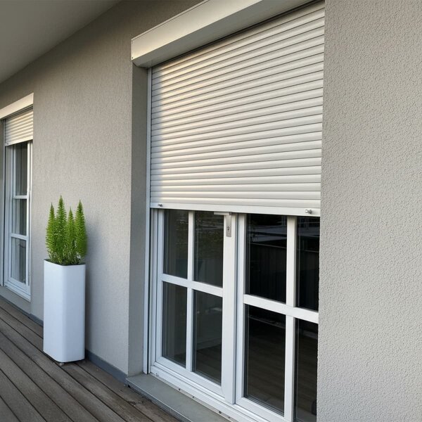 Eckige Schmalrahmen-Langschildgarnitur aus Aluminium in Edelstahl-Optik - PZ 92mm Türdrücker
